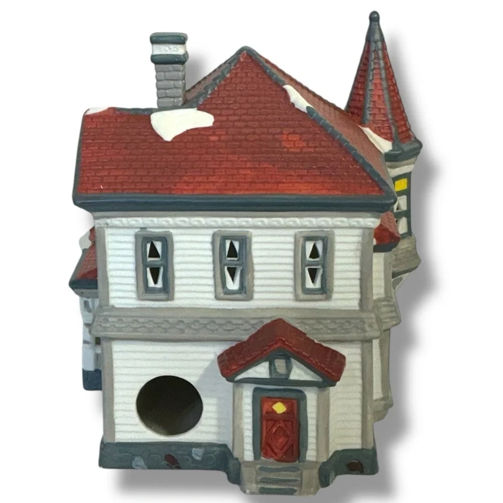 Vintage Victorian Village Illuminated Holiday House Hand Painted Porcelain 1994